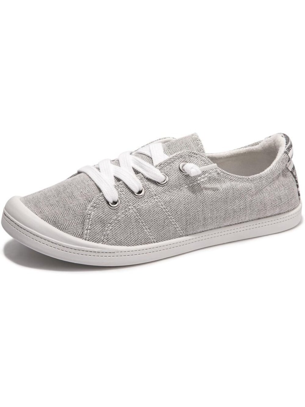 Womens Grey Canvas Slipon Canvas Sneaker Low Top Walking Shoes Fashion Sneakers